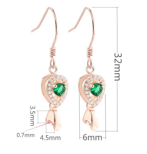 Crystals Teardrop Clip Earrings Hook Setting Sterling Silver Rose Gold Fine 925 3.5x4.5mm For One Pearl Bead No Prongs DIY Jewelry Wholesale