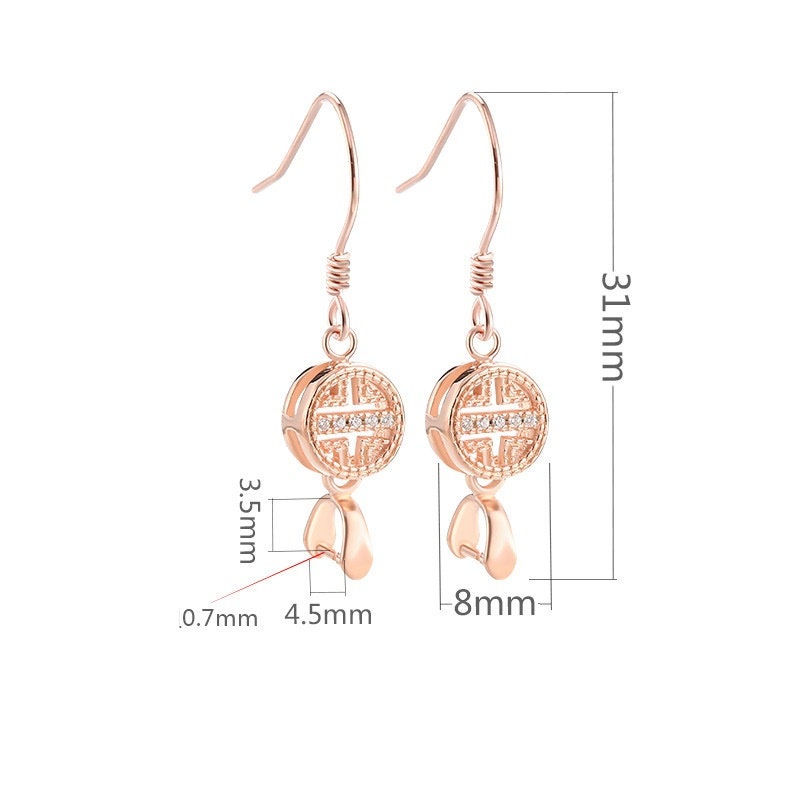 Crystals Round Clip Base Earrings Hook Setting Sterling Silver Rose Gold Fine 925 3.5x4.5mm For One Bead No Prongs DIY Jewelry Wholesale