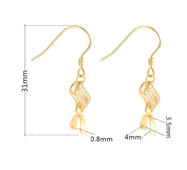 Crystals Leaf Clip Base Earrings Hook Setting Sterling Silver Rose Gold Fine 925 3.5x4mm For One Bead No Prongs DIY Jewelry Wholesale