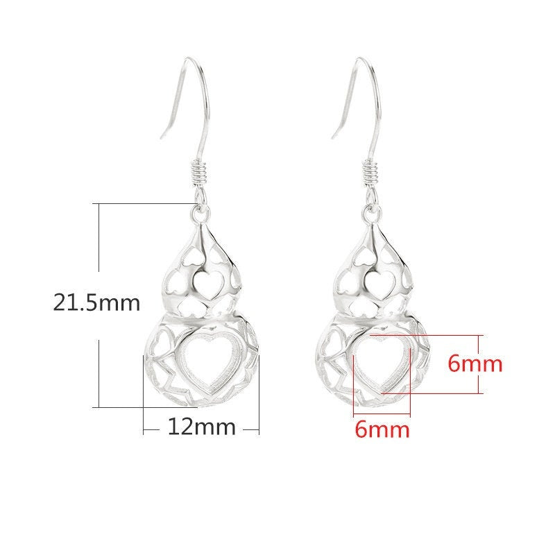 Pumpkin Heart Base Earrings Hook Blank Setting Sterling Silver Gold Bezel Fine 925 6x6mm For One Stone Bead No Prongs DIY Jewelry Wholesale