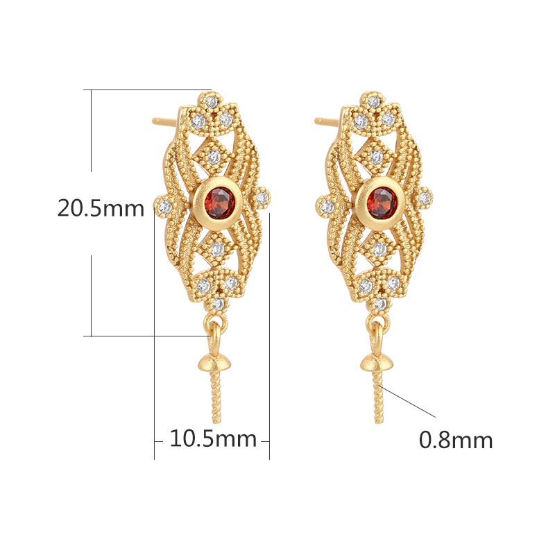 Crystals Flower Pin Earrings Stud Setting Sterling Silver Rose Gold Fine 925 10.5x20.5mm For One Pearl Bead No Prongs DIY Jewelry Wholesale