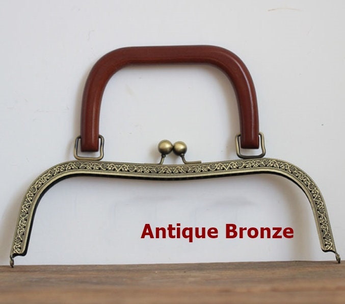 Bronze Square Handle Purse Frame Metal Vintage Snap Clasp For Bag Sewing Clutch Handbag Making Findings Hardware Supply Accessories 26cm