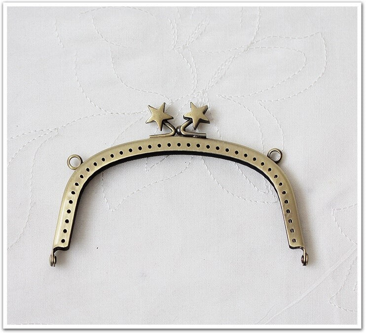 Gold Bronze Purse Frame Metal Vintage Star Snap Clasp For Bag Sewing Clutch Handbag Making Findings Hardware Supply Accessories 12.5cm