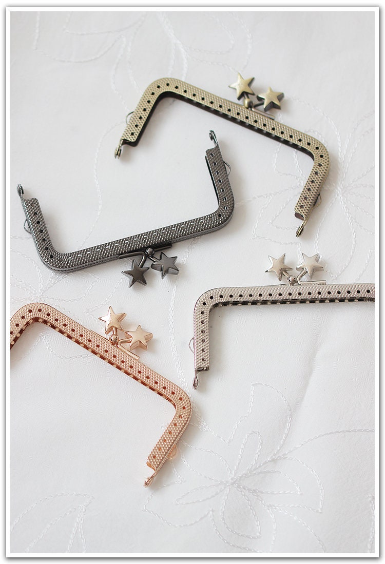 Silver Gold Bronze Black Purse Frame Metal Stars Snap Clasp For Bag Sewing Clutch Handbag Making Findings Hardware Supply Accessories 10.5cm