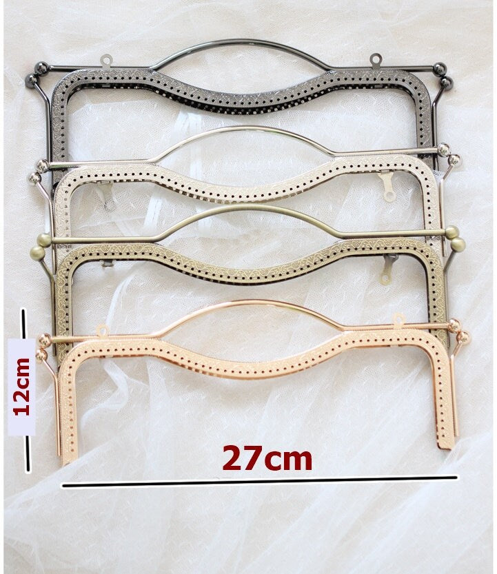 Silver Black Bronze Purse Frame Metal Vintage Snap Clasp For Bag Sewing Clutch Handbag Making Findings Hardware Supply Accessories 27cm