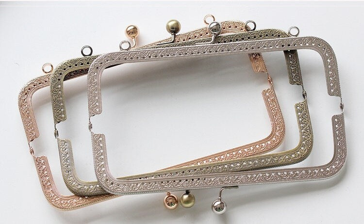 Silver Gold Bronze Purse Frame Metal Vintage Snap Clasp For Bag Sewing Clutch Handbag Making Findings Hardware Supply Accessories 20cm