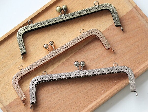 Silver Gold Bronze Purse Frame Metal Vintage Snap Clasp For Bag Sewing Clutch Handbag Making Findings Hardware Supply Accessories 20cm