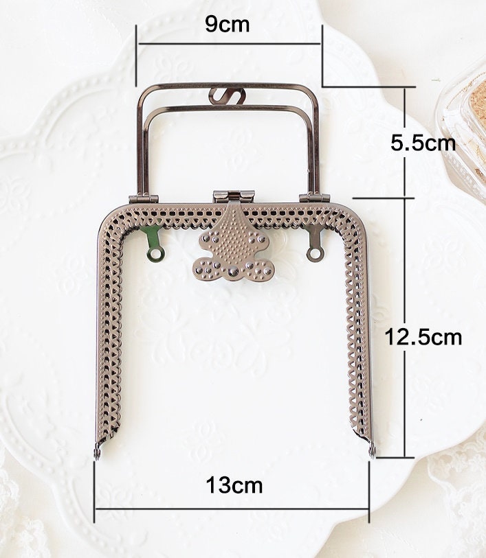 Gunmetal Black Purse Frame Metal Vintage Pattern Snap Clasp For Bag Sewing Clutch Handbag Making Findings Hardware Supply Accessories 13cm