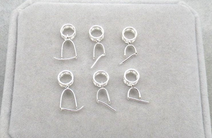 Sterling Silver Pinch Bail 2.5x3; 3.7x3.7; 6x5mm Pendant Findings for Handmade Pure Fine Jewelry Making Wholesale Bulk