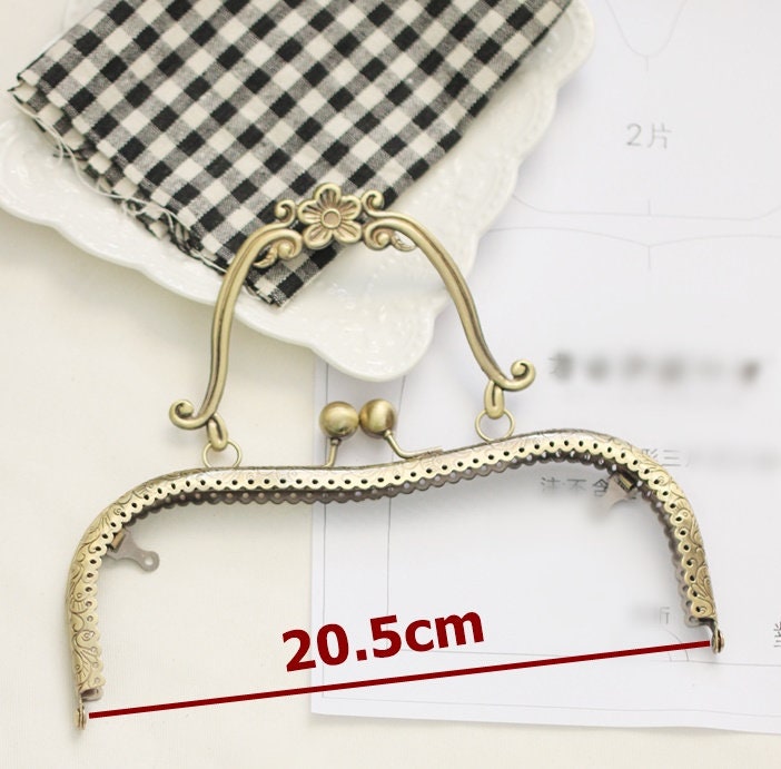 Gold Bronze Purse Frame Metal Vintage Pattern Snap Clasp For Bag Sewing Clutch Handbag Making Findings Hardware Supply Accessories 20.5cm