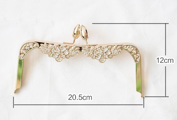 Gold Purse Frame Metal Vintage Flowers Pattern Snap Clasp For Bag Sewing Clutch Handbag Making Findings Hardware Supply Accessories 20.5cm