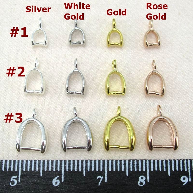 Sterling Silver Pinch Bail 3; 4; 5mm Pendant Findings for Handmade Pure Fine Jewelry Making Wholesale Bulk