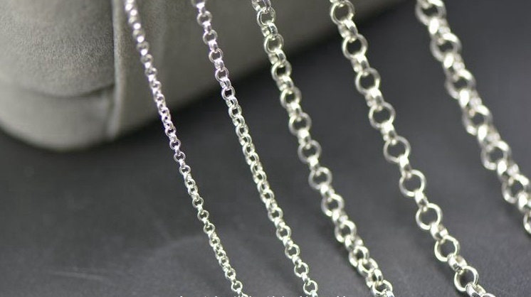 Sterling Silver Rolo Cable Belcher Chain 1.5; 2; 3; 3.5; 4mm by 10 cm Chain Findings for Handmade Pure Fine Jewelry Making Wholesale Bulk