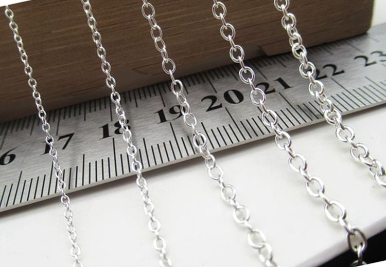 Sterling Silver O-Link Cross Chain 1.1; 1.45; 2.15; 2.3; 2.5mm by 10 cm Chain Findings for Handmade Pure Fine Jewelry Making Wholesale Bulk