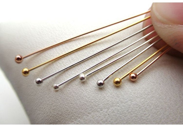 Sterling Silver Round Head Pins Needles 30; 45mm Earring Findings for Handmade Pure Fine Jewelry Making Wholesale Bulk