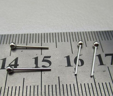 Sterling Silver Earrings Sticks Posts Ball Studs for Soldering 13mm Earring Findings for Handmade Pure Fine Jewelry Making Wholesale Bulk