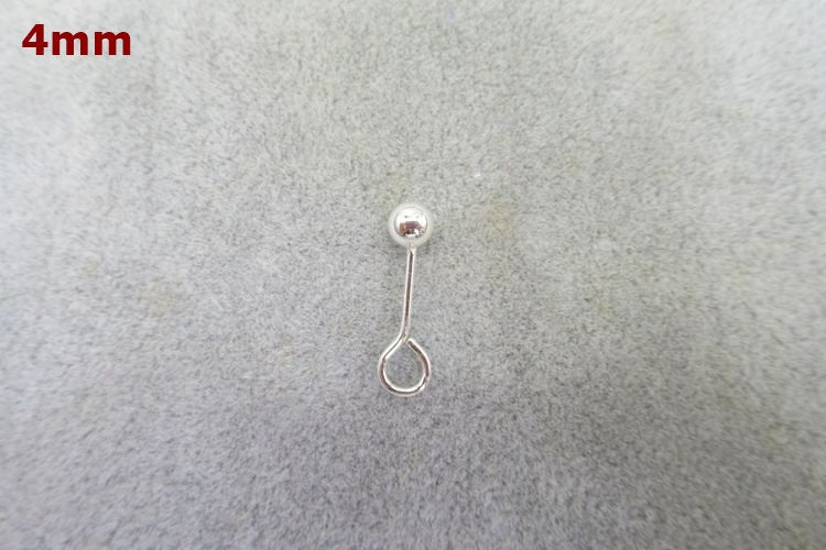 Sterling Silver Earring Sticks with Ball and Ring 2.5 3 4 5mm Earring Findings for Handmade Pure Fine Jewelry Making Wholesale Bulk