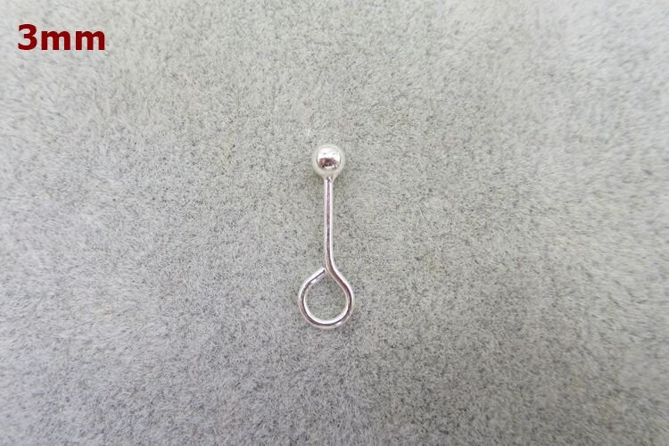 Sterling Silver Earring Sticks with Ball and Ring 2.5 3 4 5mm Earring Findings for Handmade Pure Fine Jewelry Making Wholesale Bulk