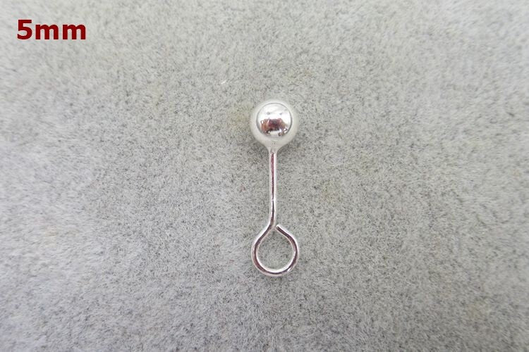 Sterling Silver Earring Sticks with Ball and Ring 2.5 3 4 5mm Earring Findings for Handmade Pure Fine Jewelry Making Wholesale Bulk