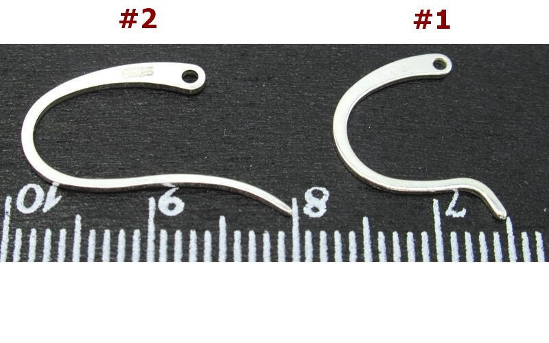 Sterling Silver Fish Hook Earring Wires 14x11; 12x20mm Earring