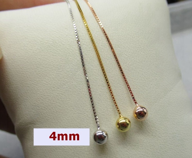 Sterling Silver Box Chain Ear Thread with Ball 6; 9; 12cm Earring Findings for Handmade Pure Fine Jewelry Making Wholesale Bulk