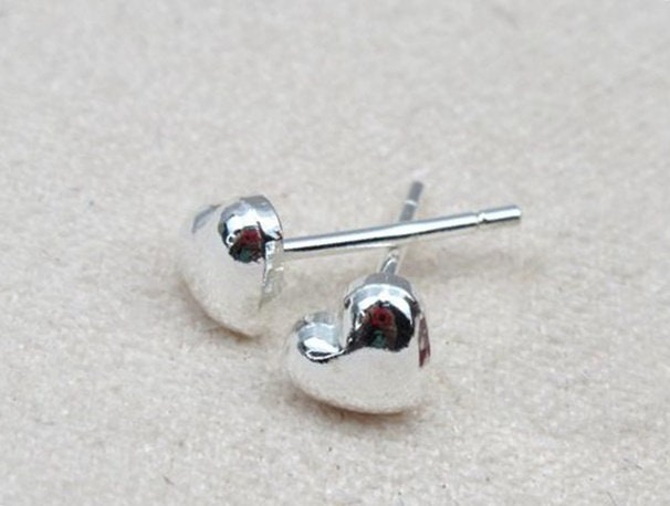 Sterling Silver Earrings Sticks Posts Heart Stud for Soldering 4.5x5mm Earring Findings for Handmade Pure Fine Jewelry Making Wholesale Bulk