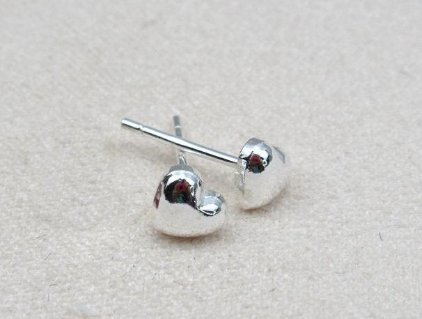 Sterling Silver Earrings Sticks Posts Heart Stud for Soldering 4.5x5mm Earring Findings for Handmade Pure Fine Jewelry Making Wholesale Bulk