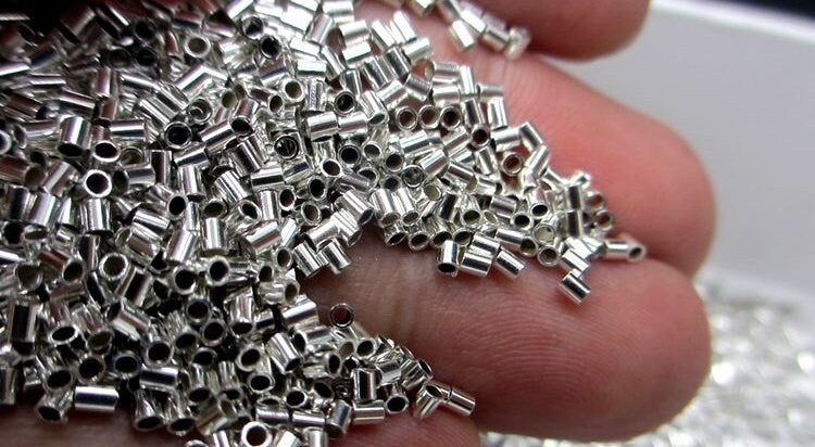 Sterling Silver Barrel Tube 0.9x1mm Beads Findings for Handmade Pure Fine Jewelry Making Wholesale Bulk