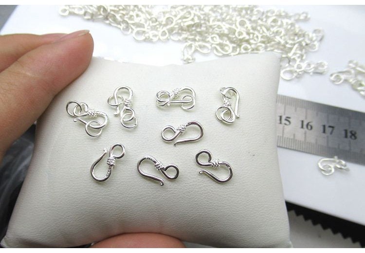 Sterling Silver Hook Clasp 6x13; 6x15mm Pendant Findings for Handmade Pure Fine Jewelry Making Wholesale Bulk