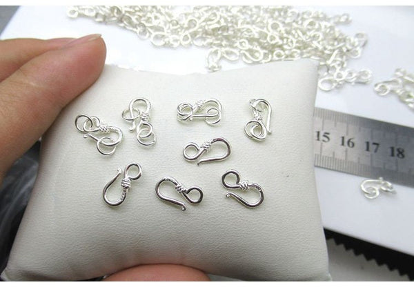 Sterling Silver Hook Clasp 6x13; 6x15mm Pendant Findings for Handmade Pure Fine Jewelry Making Wholesale Bulk