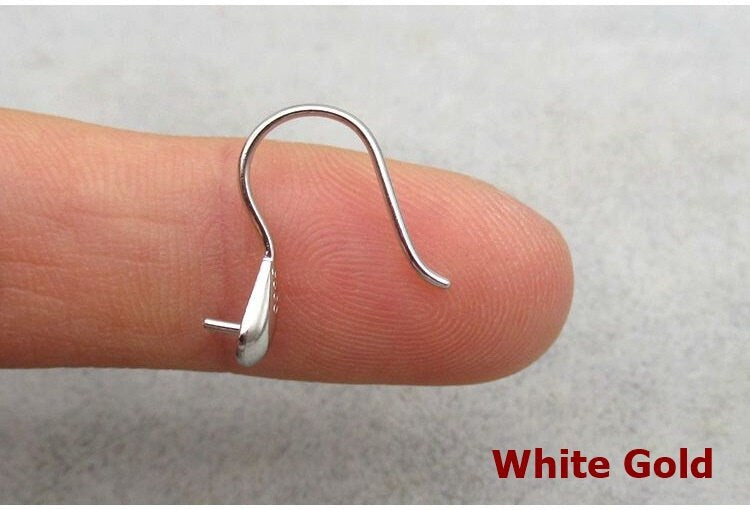 Sterling Silver Fish Hook Earring Wires for Pearl Beads 14x16mm Earring Findings for Handmade Pure Fine Jewelry Making Wholesale Bulk