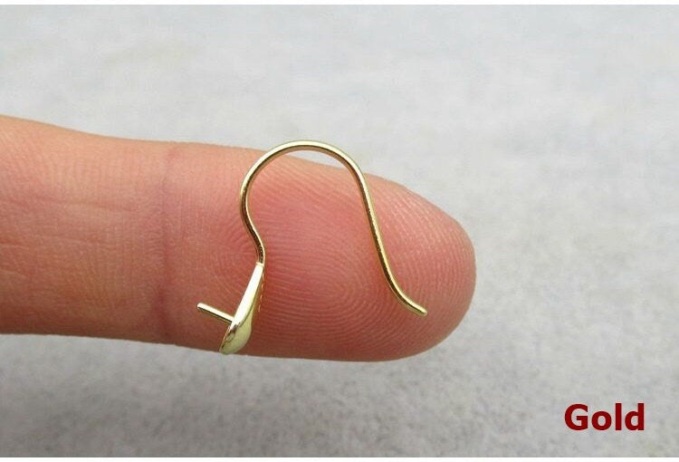 Sterling Silver Fish Hook Earring Wires for Pearl Beads 14x16mm Earring Findings for Handmade Pure Fine Jewelry Making Wholesale Bulk