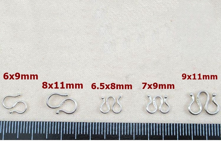 Sterling Silver S M W Hook Clasp 6x9; 8x11; 6.5x8; 7x9; 9x11mm Chain Findings for Handmade Pure Fine Jewelry Making Wholesale Bulk