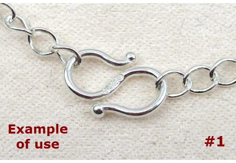 Sterling Silver S M W Hook Clasp 6x9; 8x11; 6.5x8; 7x9; 9x11mm Chain Findings for Handmade Pure Fine Jewelry Making Wholesale Bulk