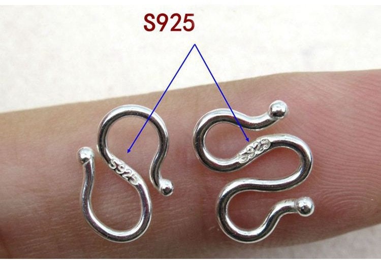 Sterling Silver S M W Hook Clasp 6x9; 8x11; 6.5x8; 7x9; 9x11mm Chain Findings for Handmade Pure Fine Jewelry Making Wholesale Bulk