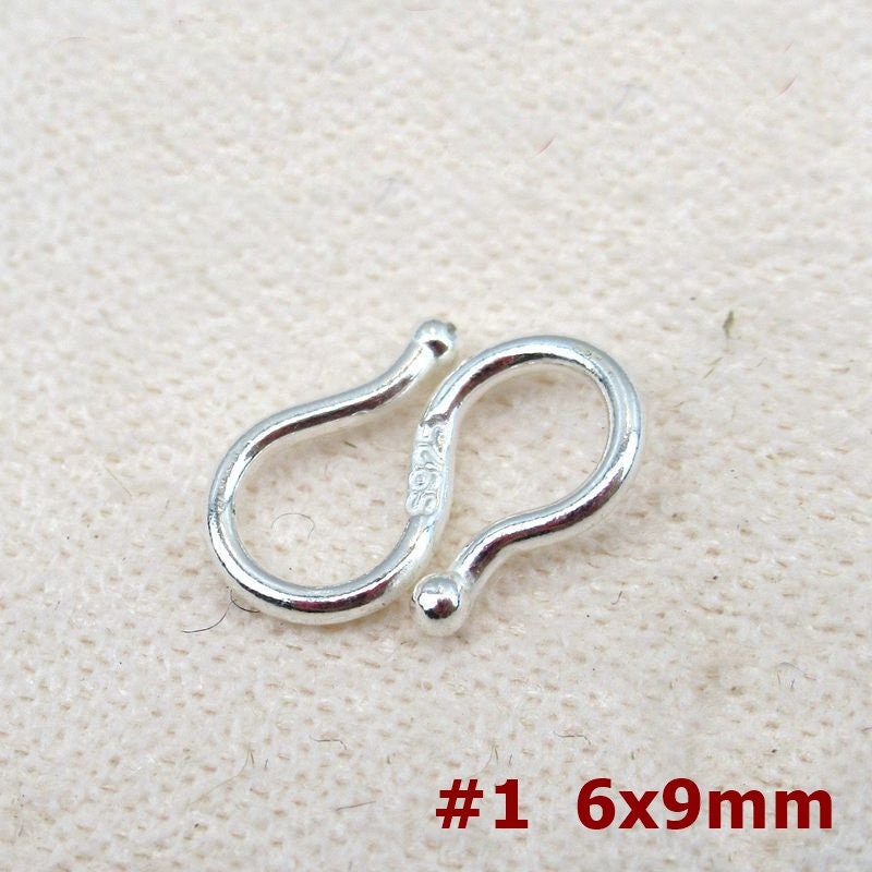 Sterling Silver S M W Hook Clasp 6x9; 8x11; 6.5x8; 7x9; 9x11mm Chain Findings for Handmade Pure Fine Jewelry Making Wholesale Bulk