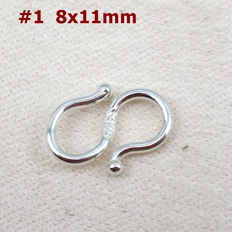 Sterling Silver S M W Hook Clasp 6x9; 8x11; 6.5x8; 7x9; 9x11mm Chain Findings for Handmade Pure Fine Jewelry Making Wholesale Bulk