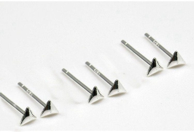 Sterling Silver Triangle Head Earrings Sticks Posts Studs Findings 3mm Earring Findings for Handmade Pure Fine Jewelry Making Wholesale Bulk