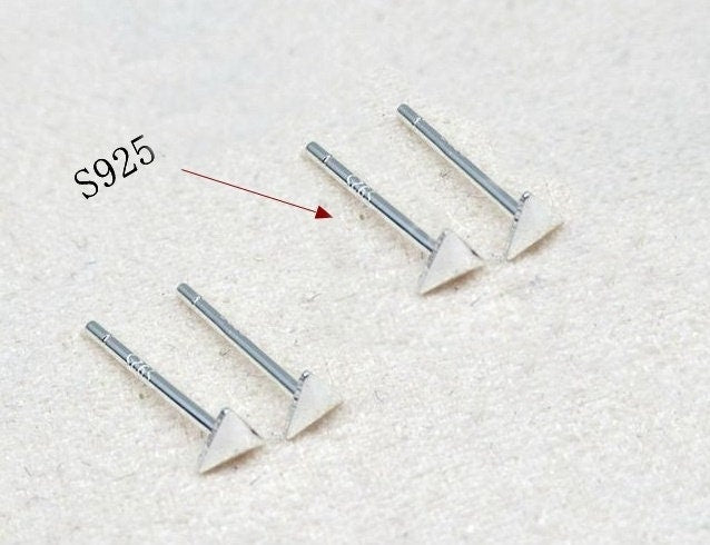 Sterling Silver Triangle Head Earrings Sticks Posts Studs Findings 3mm Earring Findings for Handmade Pure Fine Jewelry Making Wholesale Bulk