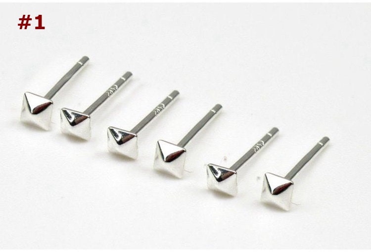 Sterling Silver Earrings Sticks Posts Square Head Studs Findings 3x3mm Earring Findings for Handmade Pure Fine Jewelry Making Wholesale Bulk