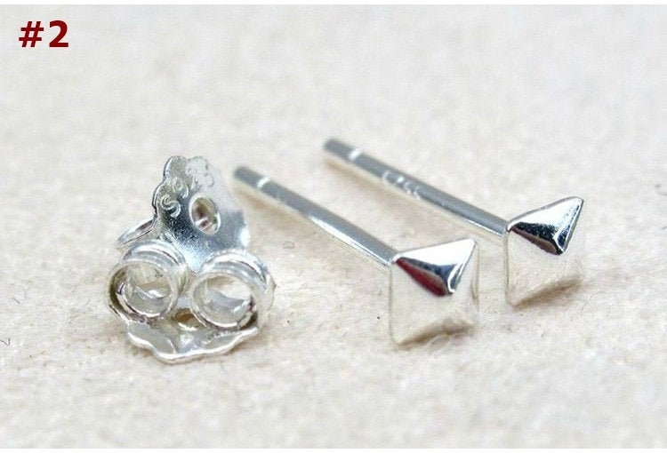 Sterling Silver Earrings Sticks Posts Square Head Studs Findings 3x3mm Earring Findings for Handmade Pure Fine Jewelry Making Wholesale Bulk