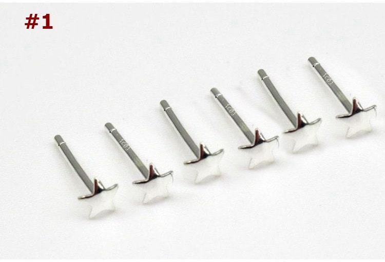 Sterling Silver Earrings Sticks Posts Star Head Studs 3x3mm Earring Findings for Handmade Pure Fine Jewelry Making Wholesale Bulk