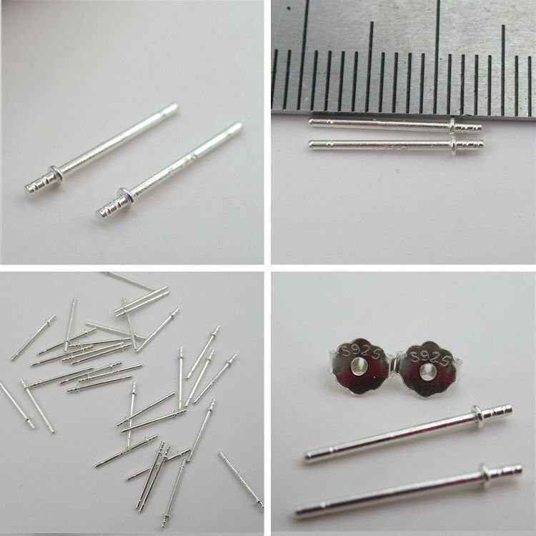 Sterling Silver Earrings Sticks Posts, Studs for Soldering 0.7x13mm Earring Findings for Handmade Pure Fine Jewelry Making Wholesale Bulk