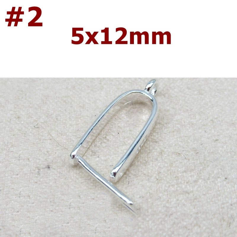 Sterling Silver Pinch Bail 4x9; 5x12; 6x16mm Pendant Findings for Handmade Pure Fine Jewelry Making Wholesale Bulk