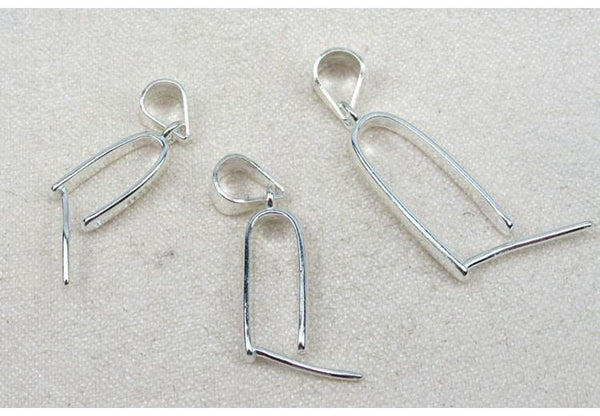 Sterling Silver Pinch Bail 4x9; 5x12; 6x16mm Pendant Findings for Handmade Pure Fine Jewelry Making Wholesale Bulk