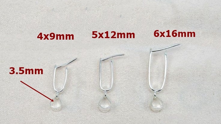 Sterling Silver Pinch Bail 4x9; 5x12; 6x16mm Pendant Findings for Handmade Pure Fine Jewelry Making Wholesale Bulk