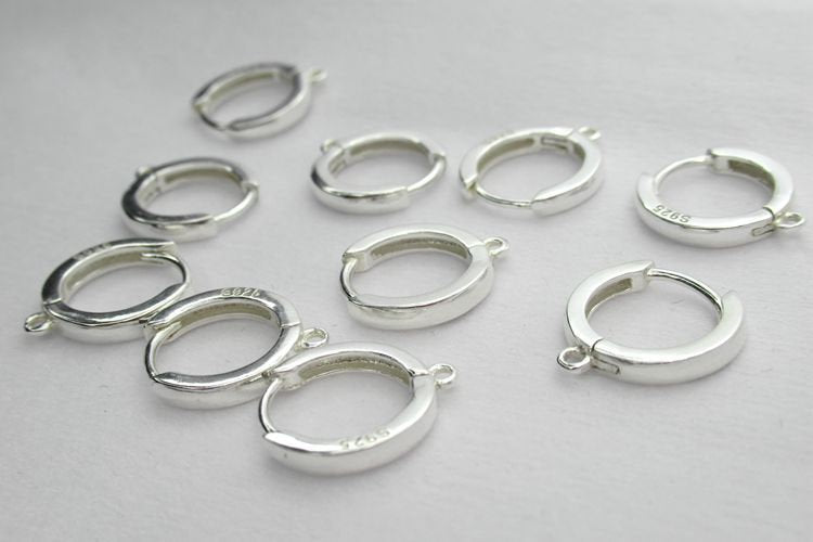 Sterling Silver Round Leverback Earring Wires Hooks 13.5mm Earring Findings for Handmade Pure Fine Jewelry Making Wholesale Bulk