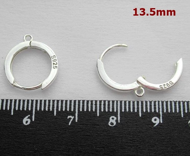 Sterling Silver Round Leverback Earring Wires Hooks 13.5mm Earring Findings for Handmade Pure Fine Jewelry Making Wholesale Bulk