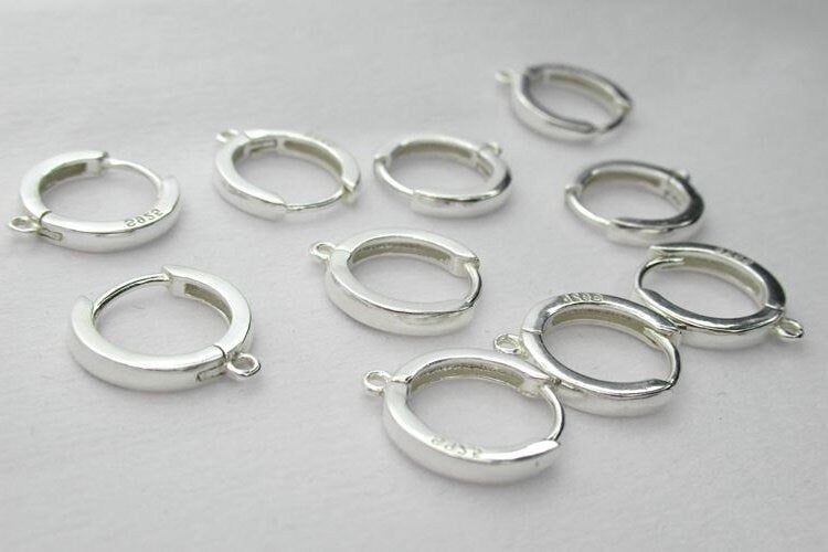 Sterling Silver Round Leverback Earring Wires Hooks 13.5mm Earring Findings for Handmade Pure Fine Jewelry Making Wholesale Bulk