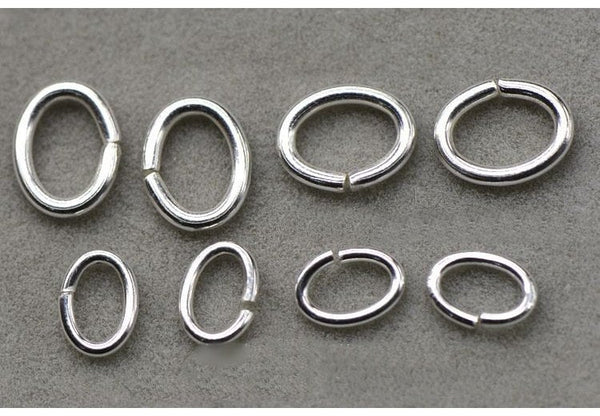 Oval Open Jump Rings 0.7x4.8x3.5; 0.9x6.5x4.5; 1.2x8.0x6.5 mm 925 Sterling Silver Chain Findings for Handmade Jewelry Making Wholesale Bulk